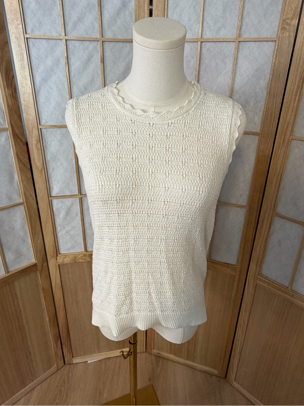 J. Crew Cream Textured Sleeveless Knit Tank